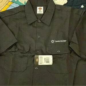 Men’s Dickies Black Short Sleeved Workwear Shirt White Logo size XL